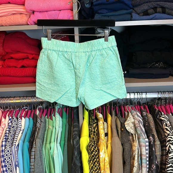 J Crew seafoam green imprinted flowers elasticized waistband 3” shorts size 0 - Picture 3 of 3